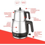 Evia Ladem Inox Geniş Kapasiteli 2200 Watt Paslanmaz Çelik Çay Makinesi Ve Su Isıtıcısı dop6930714igo