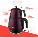 Evia Ladem Mor Geniş Kapasiteli 2200 Watt Paslanmaz Çelik Çay Makinesi Ve Su Isıtıcısı EA-4309M