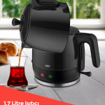 Evia Ladem Siyah Geniş Kapasiteli 2200 Watt Paslanmaz Çelik Çay Makinesi Ve Su Isıtıcısı EA-4309S