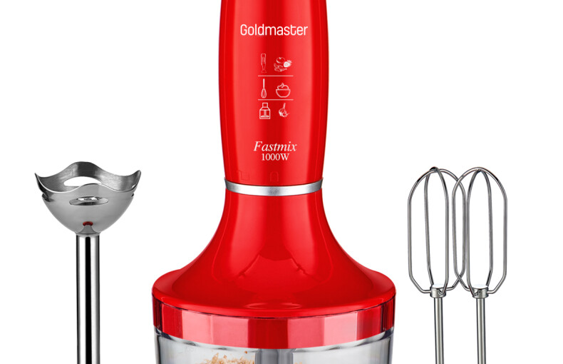 Goldmaster Fastmix Kırmızı 1000 Watt Sessiz Hız Ayarlı 3 In 1 Doğrama Karıştırma Blender Seti