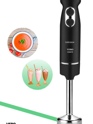 GoldMaster Vero Siyah 4 Bıçaklı Paslanmaz Çelik Turbo Hız Ayarlı El Blender