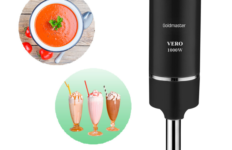 GoldMaster Vero Siyah 4 Bıçaklı Paslanmaz Çelik Turbo Hız Ayarlı El Blender