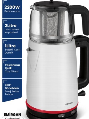 Goldmaster Emirgan Inox 2200 Watt Geniş Hazneli Paslanmaz Çelik Çay Makinesi Ve Su Isıtıcısı