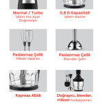 Evia Nora 1500 Watt Sessiz Hız Ayarlı 3 In 1 Doğrama Karıştırma Blender Seti BY-4201