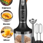 GoldMaster Fastmix Siyah 1000 Watt Sessiz Hız Ayarlı 3 In 1 Doğrama Karıştırma Blender Seti 