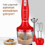 GoldMaster Fastmix Kırmızı 1000 Watt Sessiz Hız Ayarlı 3 In 1 Doğrama Karıştırma Blender Seti