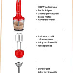 GoldMaster Fastmix Kırmızı 1000 Watt Sessiz Hız Ayarlı 3 In 1 Doğrama Karıştırma Blender Seti