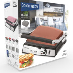 GoldMaster Gralux Siyah Paslanmaz Çelik 2000 Watt Granit Çıkarılabilir Plakalı Tost Ve Izgara Makinesi BY-5400